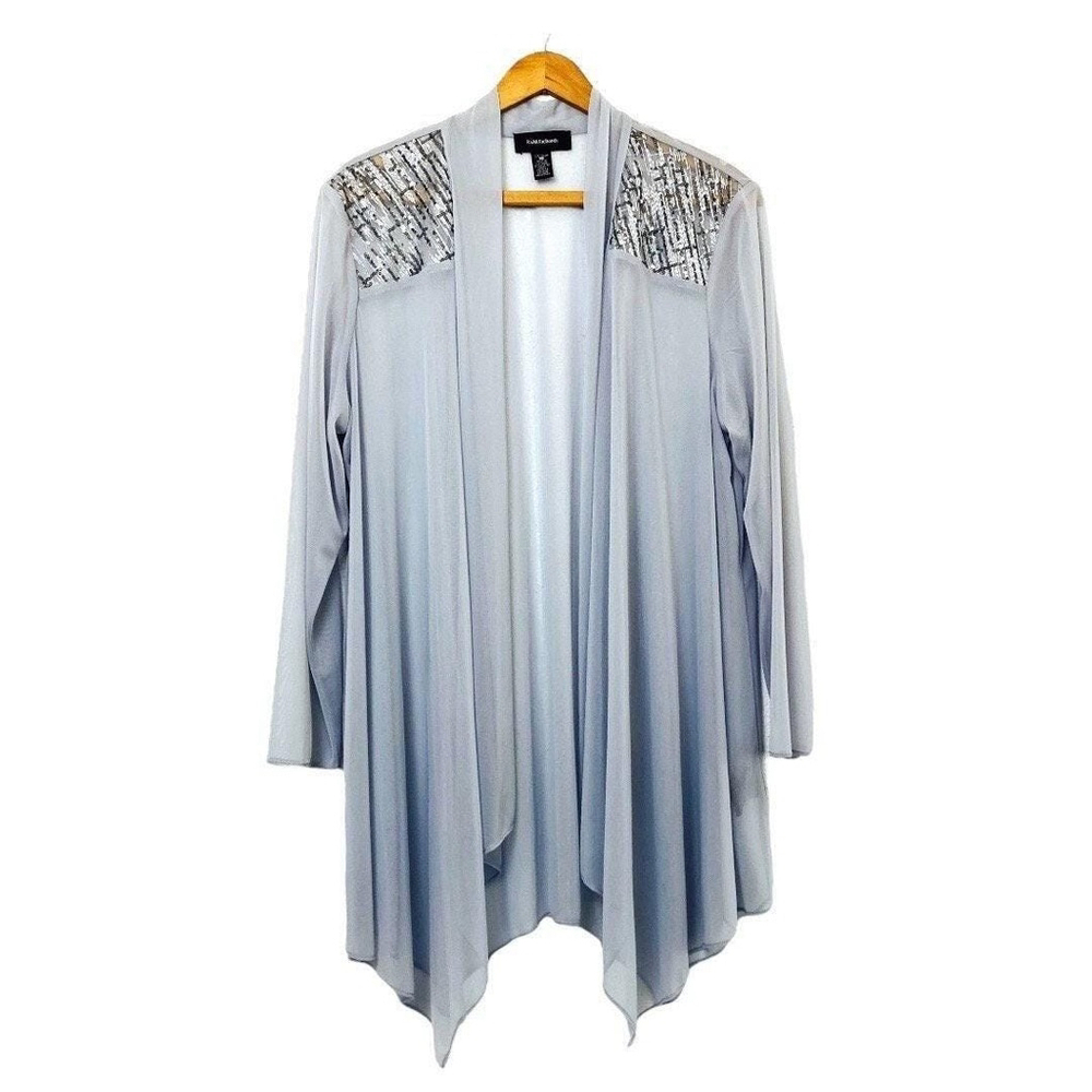 R&M Richards Women’s Sheer Fairygrunge Duster Blazer Sequined Long Line 18W - Picture 1 of 10